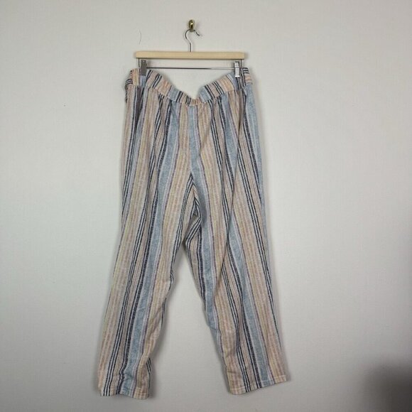 Cato C Est 1948 White Pastel Striped High Rise Pants 18/20 Belted Lightweight - Picture 3 of 5